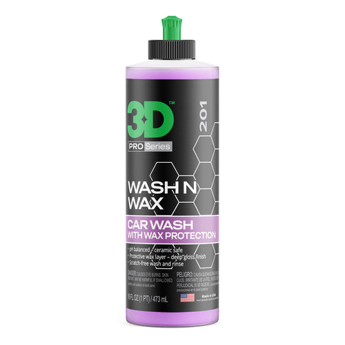 Shampoo con cera 3D Wash and Wax, botella de 16 oz