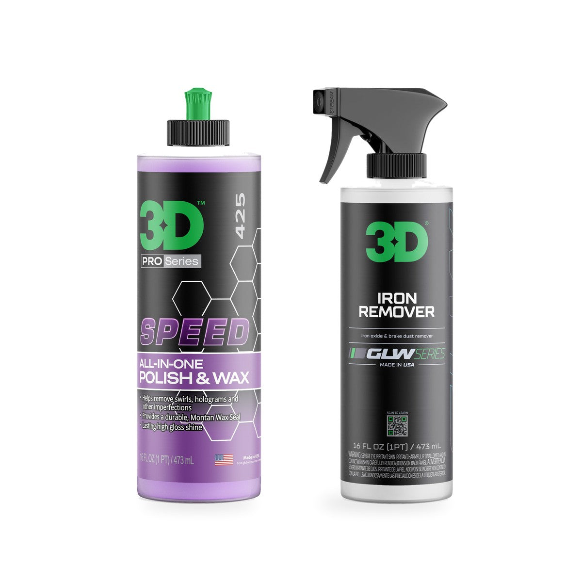 Kit pulir a mano con SPEED: pasta 3D SPEED de 16 oz y removedor de hierro GLW Iron Remover de 16 oz