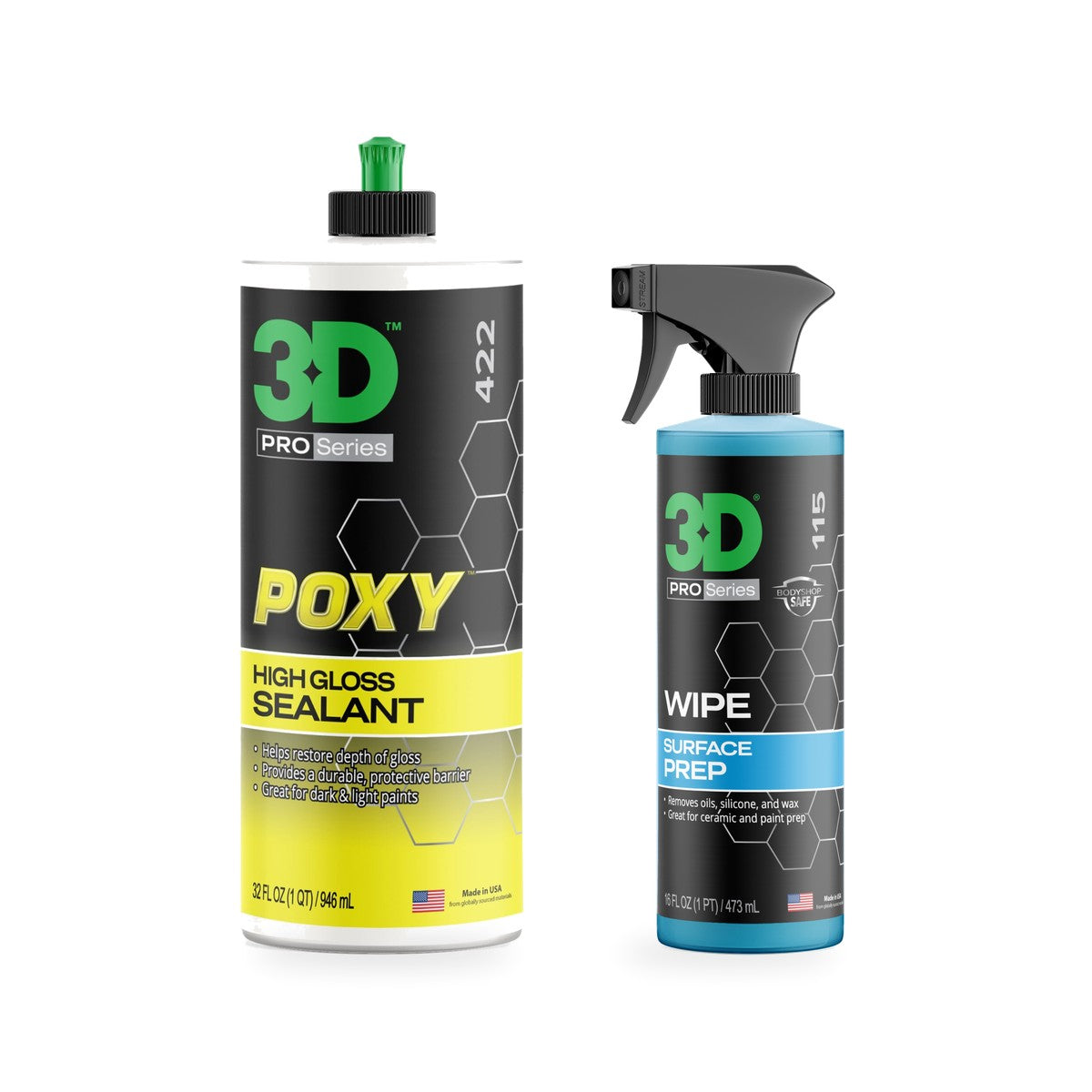 Kit sellado después de pulir: sellador 3D POXY de 32 oz y preparador de superficie 3D Wipe de 16 oz